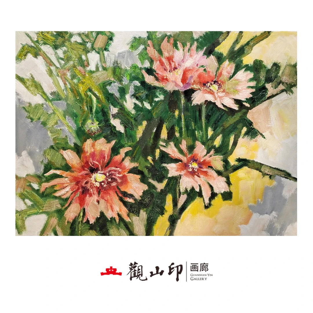 W原创手绘风景油画110x43cm花卉作品0126