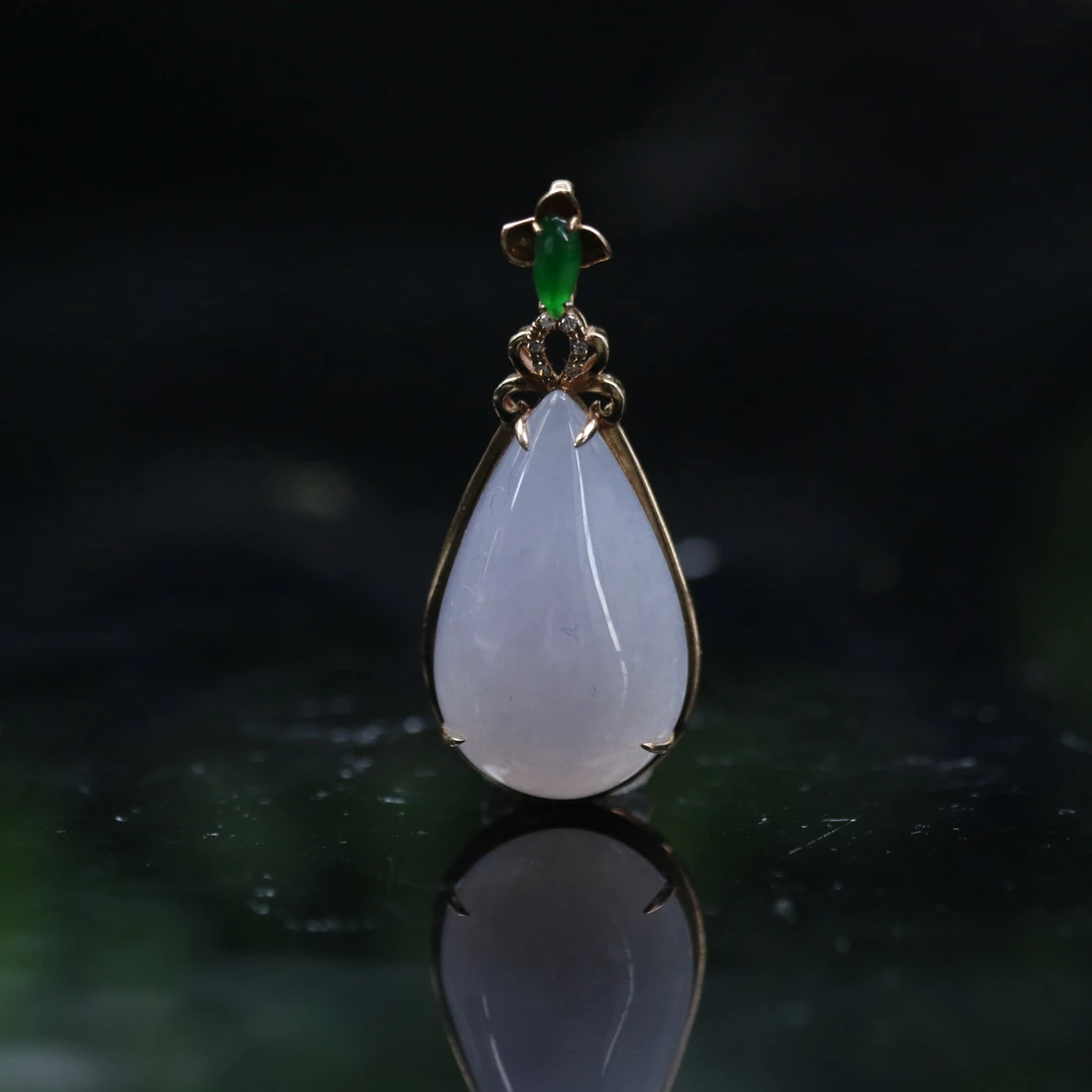 FC11天然缅甸翡翠A货18k水滴吊坠/600143/保利厦门拍卖