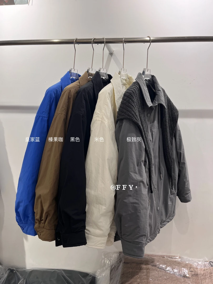 851欧货冬季新款韩版时尚简约翻领单排扣衬衫白鸭羽绒服外套女