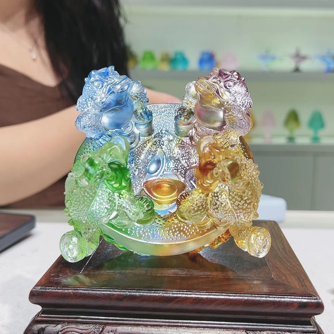 【闪购商品】手工艺品琉璃四方金蝉聚宝盆