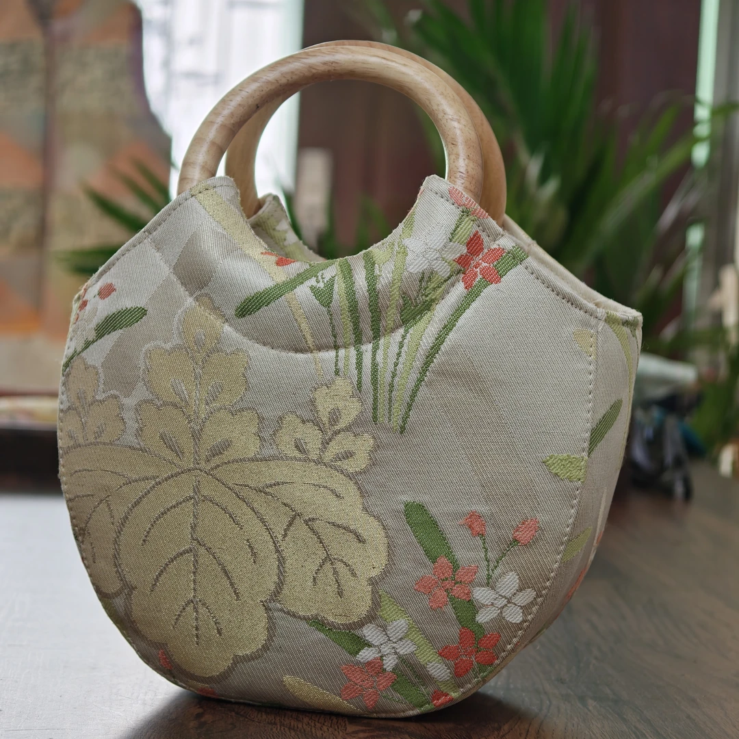 新中式国风木柄圆环贝壳手提包精致复古设计女用