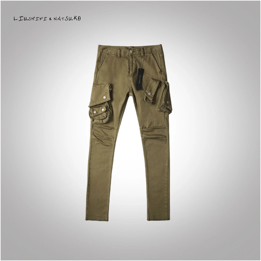 LIUSHIXI&NATSUKO春夏男士牛仔户外休闲修身高腰复古潮流裤子