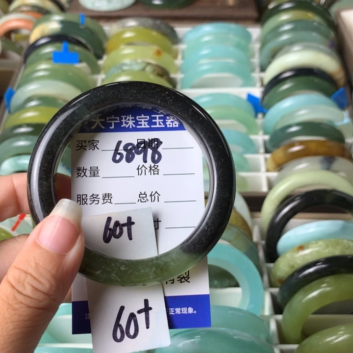 未镶嵌蛇纹石玉手镯6898