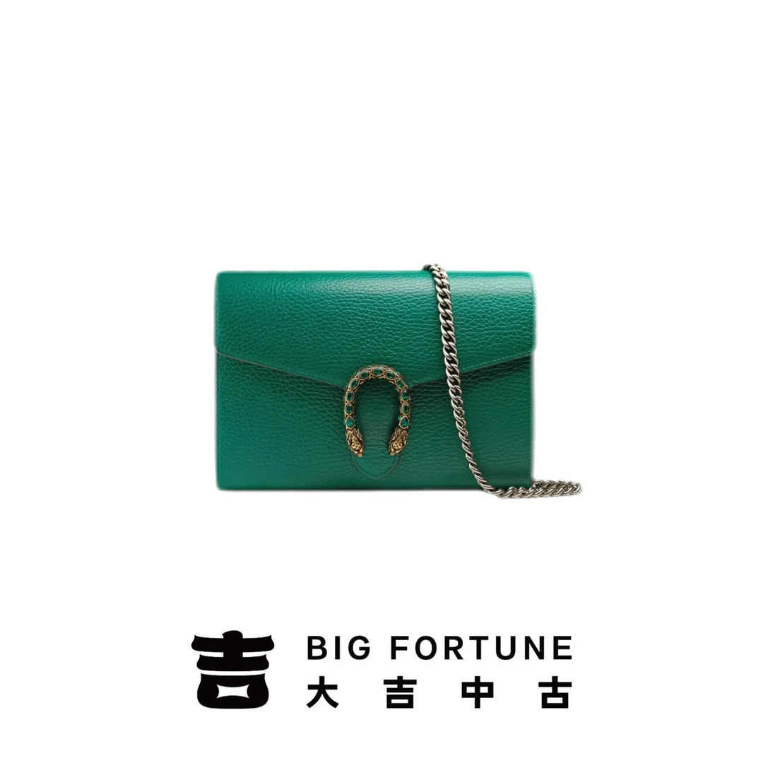 99新 GUCCI/古驰 大吉中古/Gucci古驰祖母绿钻扣酒神woc斜挎包