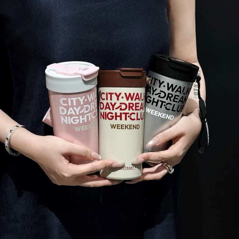 HOLLYBABY保温咖啡杯女男2025新款便携手提随行陶瓷内胆车载水杯
