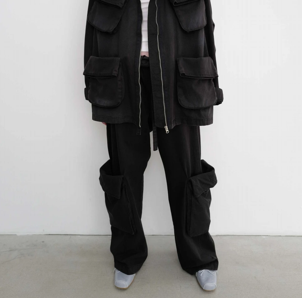 【OPEN YY】25早春YY251PT011 韩国设计师口袋水洗工装裤