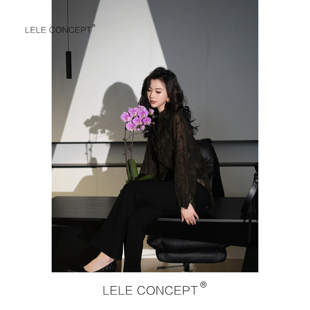 LELE CONCEPT｜【如一】丨时尚高级感半透两色压花衬衫S0729