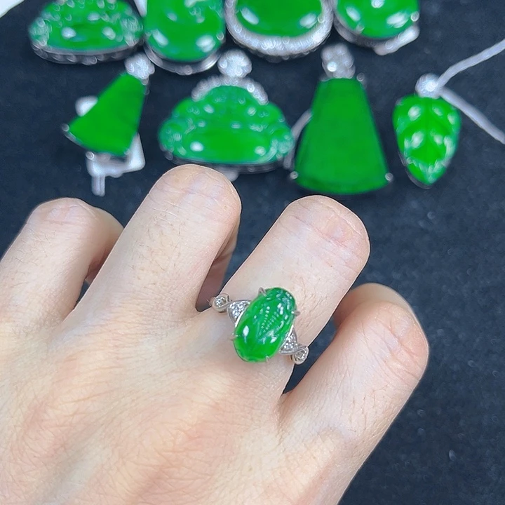 翡翠银S925镶嵌吊坠(不含链)