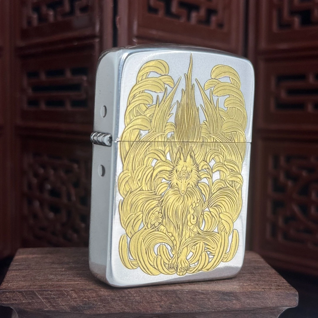 ZIPPO打火机 二代九尾 镀银鎏金1941煤油打火机 DYJ1