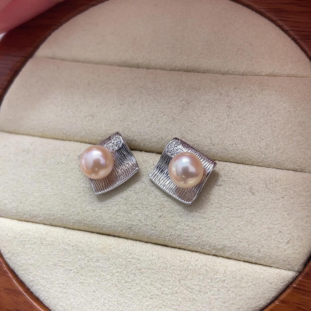 淡水珍珠耳饰银S925镶嵌