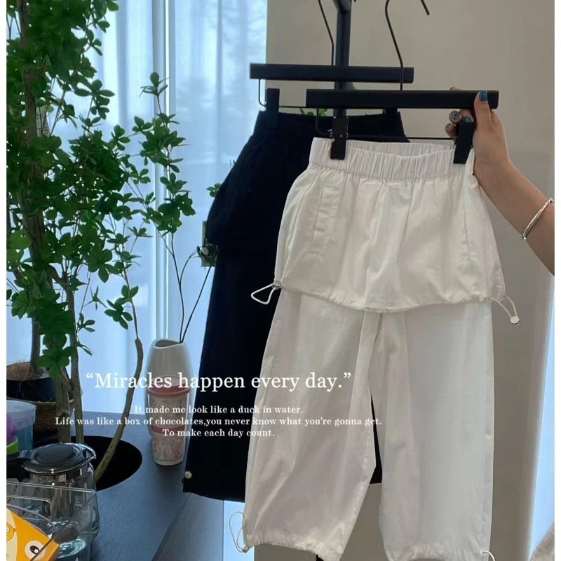 S0453儿童皮帘阔腿裤