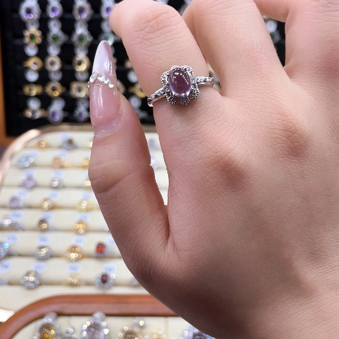 紫晶戒指女款银S925镶嵌