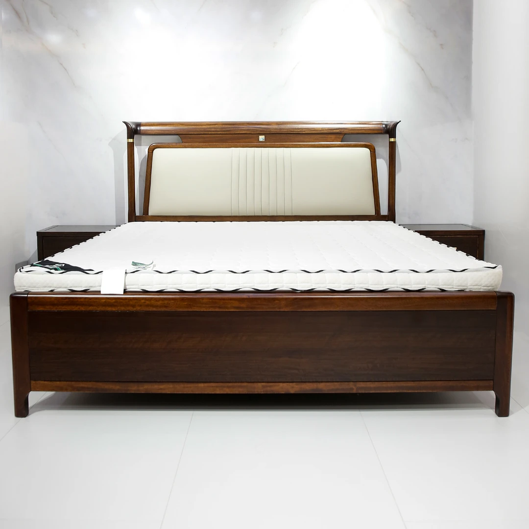 （大利家具）006-HFT65黑檀木软包大床床头柜新中式高端主卧大床