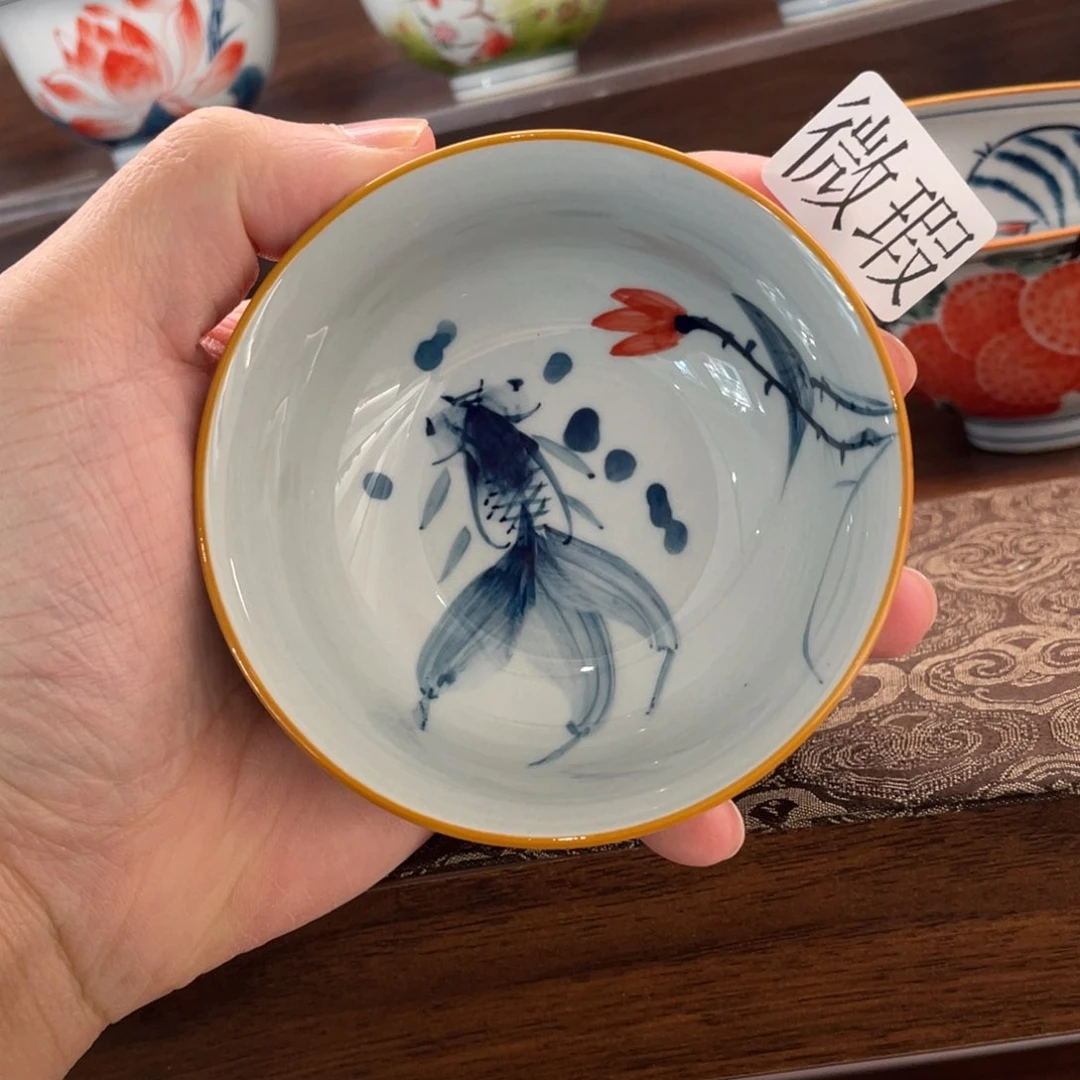 釉下手绘茶具微瑕