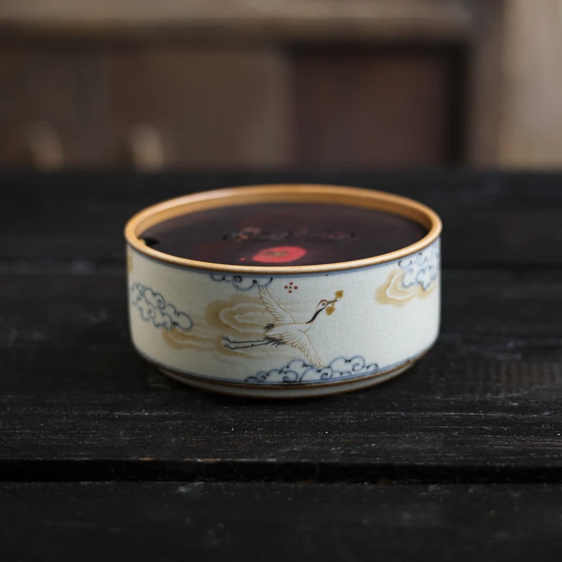 【静姐小院】仙鹤如意祥云壶承（直径13高5.5）（朴承0079）