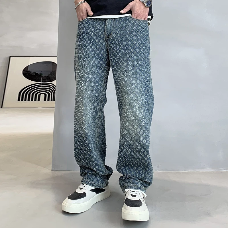 THIS WOW水洗长裤复古提花美式牛仔裤印花美式高质感穿搭