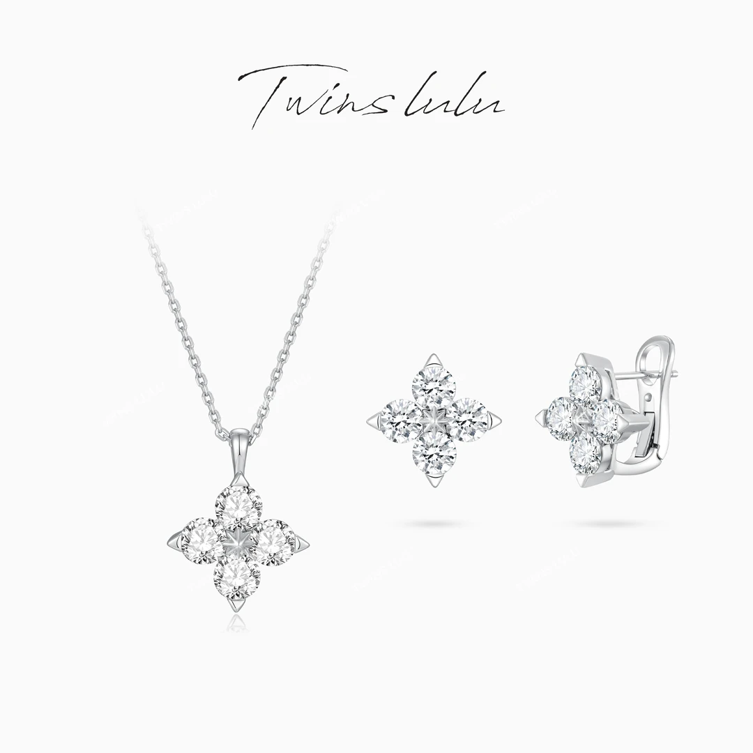 TWINS LULU【冰川花】小女生时尚高级感百搭四叶项链TSJ7904