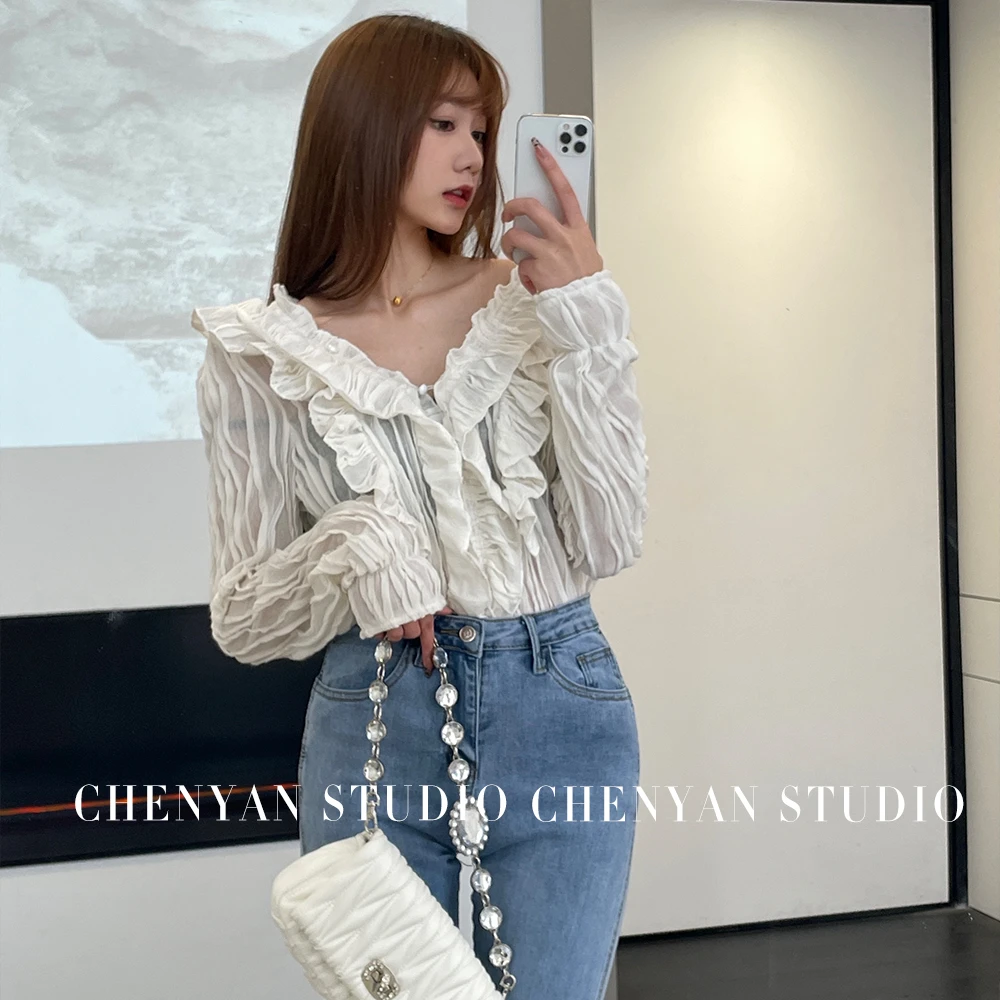 CHICHEN-【浪漫独奏曲】春季新款肌理面料小衫