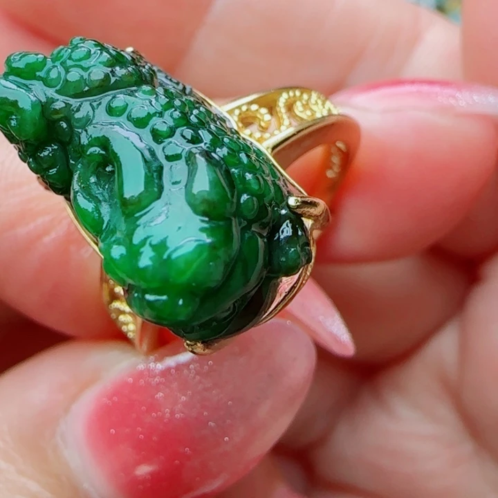 醒***悟翡翠戒指银S925镶嵌天然A货