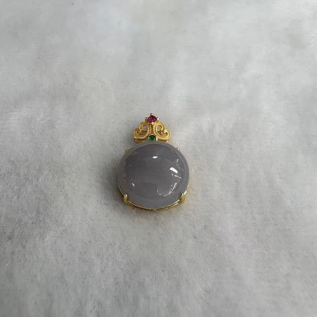 和田玉烟紫蛋面吊坠