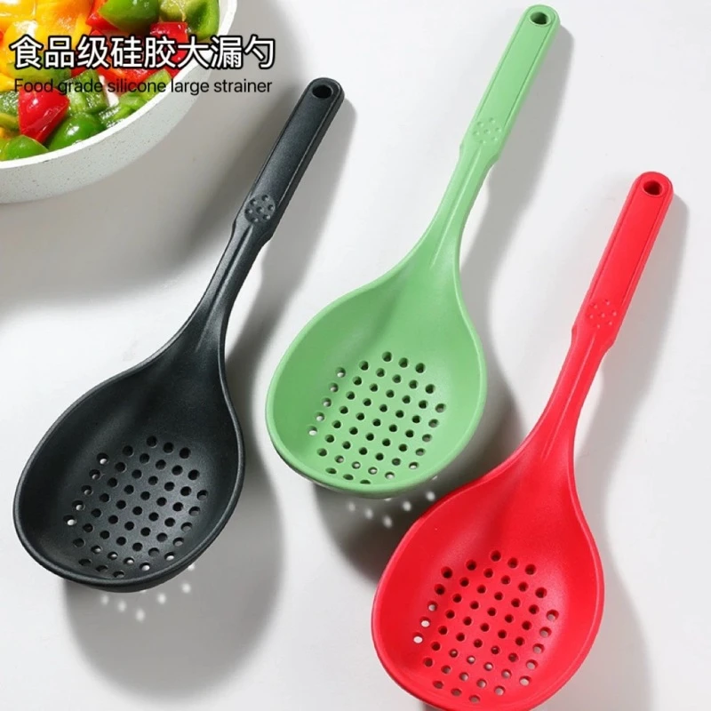 厨房硅胶漏勺家用耐高温大漏勺不粘锅捞面饺子沥水滤勺汤粉捞勺子