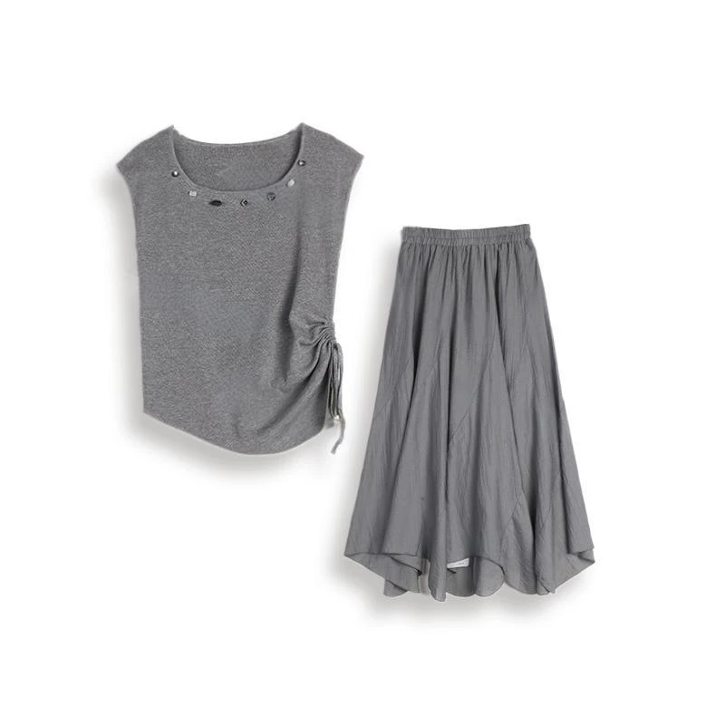 无袖宽松休闲风显瘦休闲时尚百搭气质夏季时尚套装25077