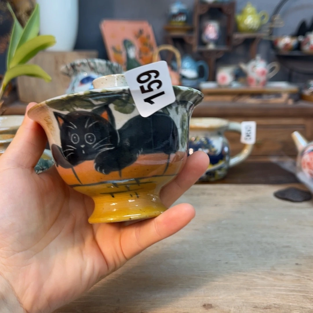 霜***壶素浅陶瓷手工手绘