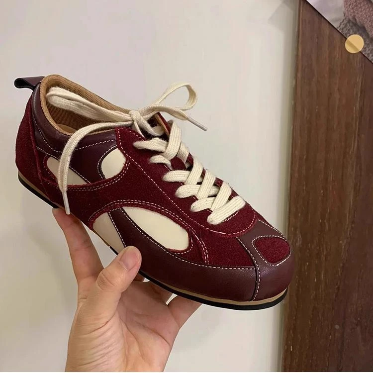 正品软底不累脚德训鞋女2025新款复古红色单鞋百搭运动休闲阿甘鞋