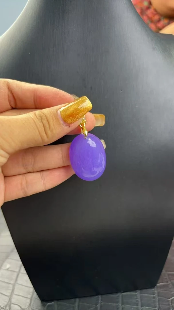 翡翠紫罗兰蛋面吊坠A50