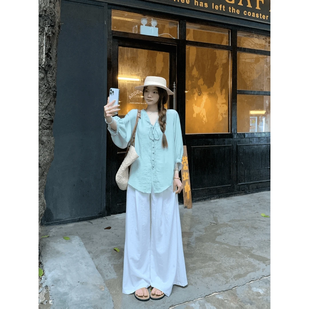 新品慵懒上衣复古清冷气质宽松衬衫小衫 秋修身显瘦时尚百搭女装