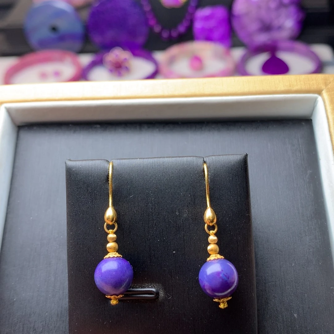 苏纪石（舒俱来）耳钩18K金镶嵌