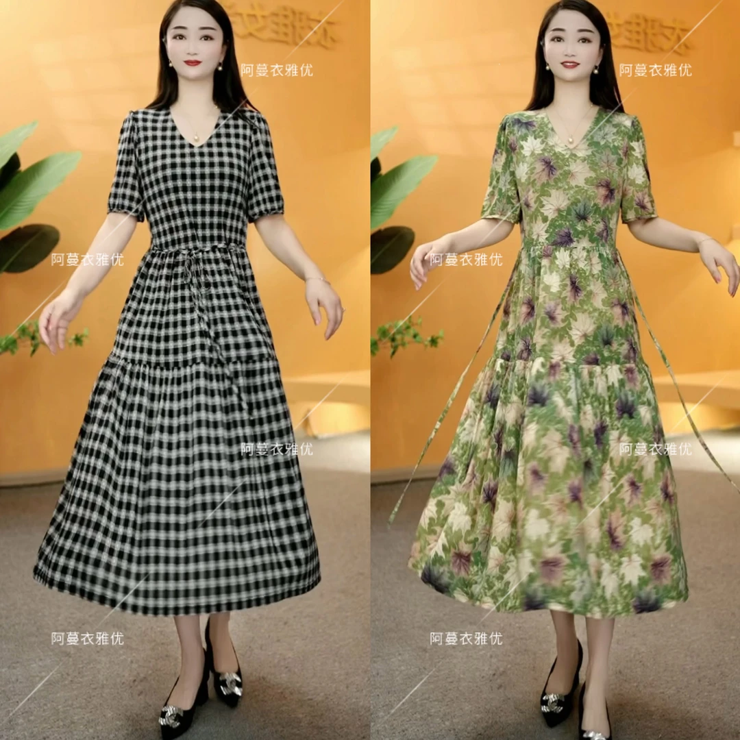 【衣雅严选】8091-2137#夏季新款气质减龄时尚款系带大摆蛋糕裙