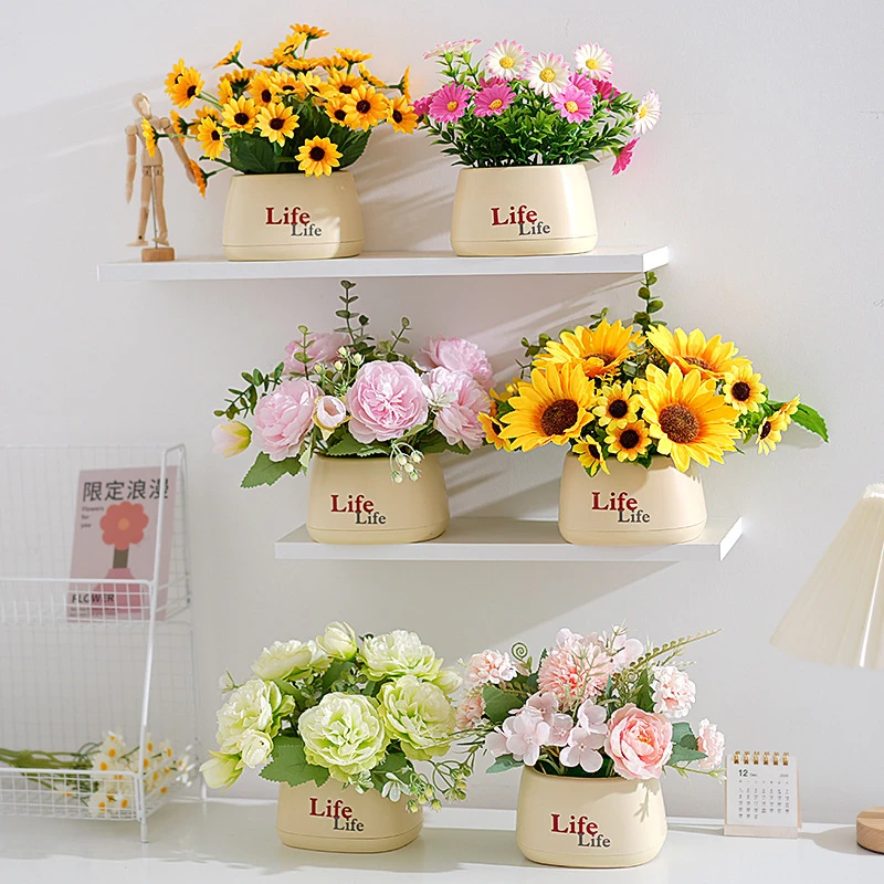 假花仿真花摆设餐桌仿生花艺摆件向日葵装饰插花束客厅干花非绿植