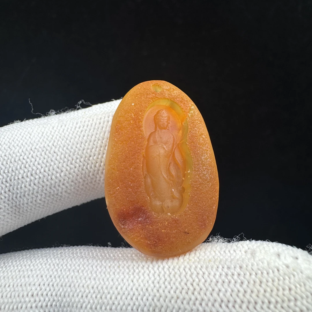 D3374【瑕疵】天然原矿蜜蜡 雕刻牌20*31*5mm支持复检假一罚十