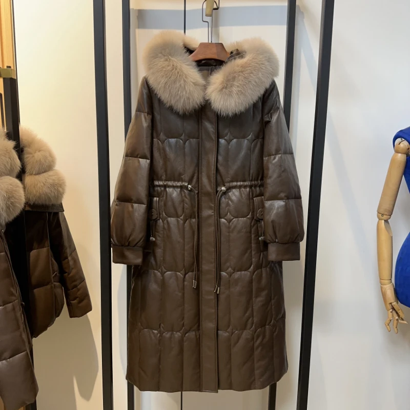 2025海宁皮羽绒断码特卖爆款轻奢时尚气质女士连帽长款  7781