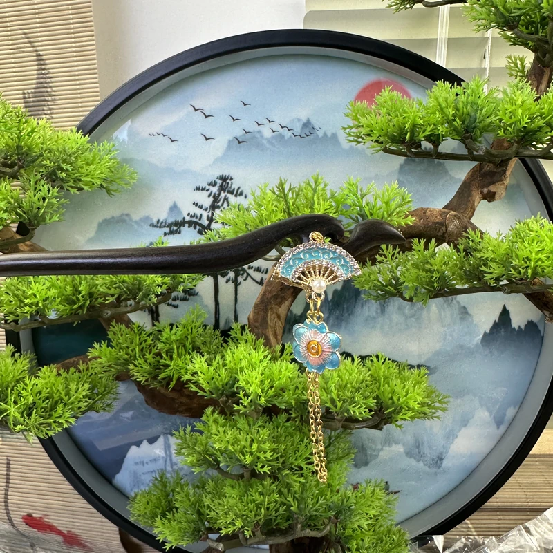 炑歌X175双面扇子旗袍头饰发饰复古古风手工国风简约手工发簪