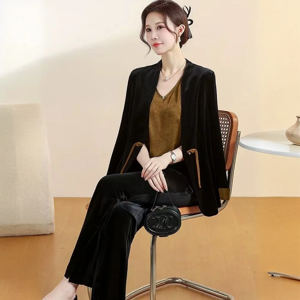 【PT016】通勤休闲风新中式时尚套装金丝复古失序混搭风海妖风