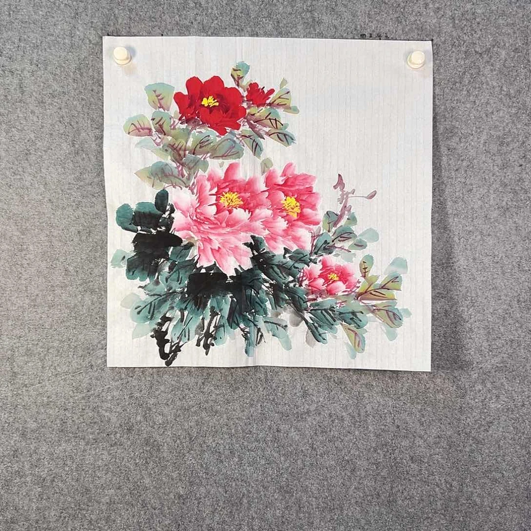 国画176 花鸟在树丛的顶端鸣叫叫声响