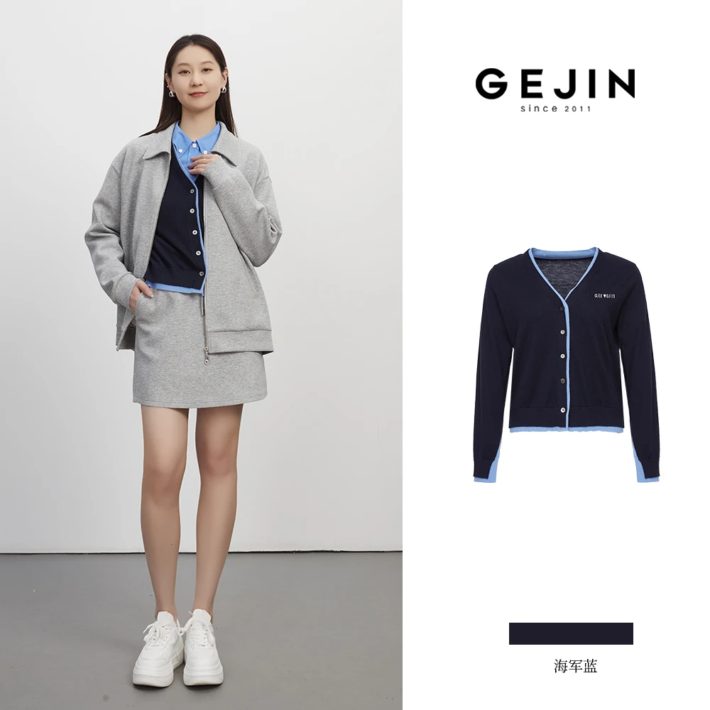GEJIN/歌锦秋季新款时尚气质长袖字母针织衫9332560414