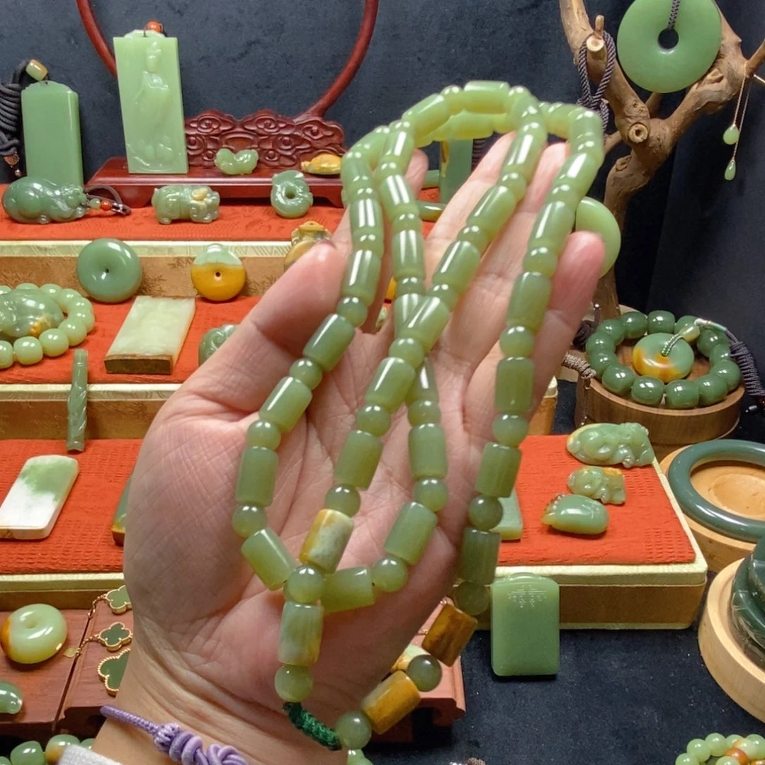 岫岩河磨玉（透闪石质玉）项链未镶嵌好*哥