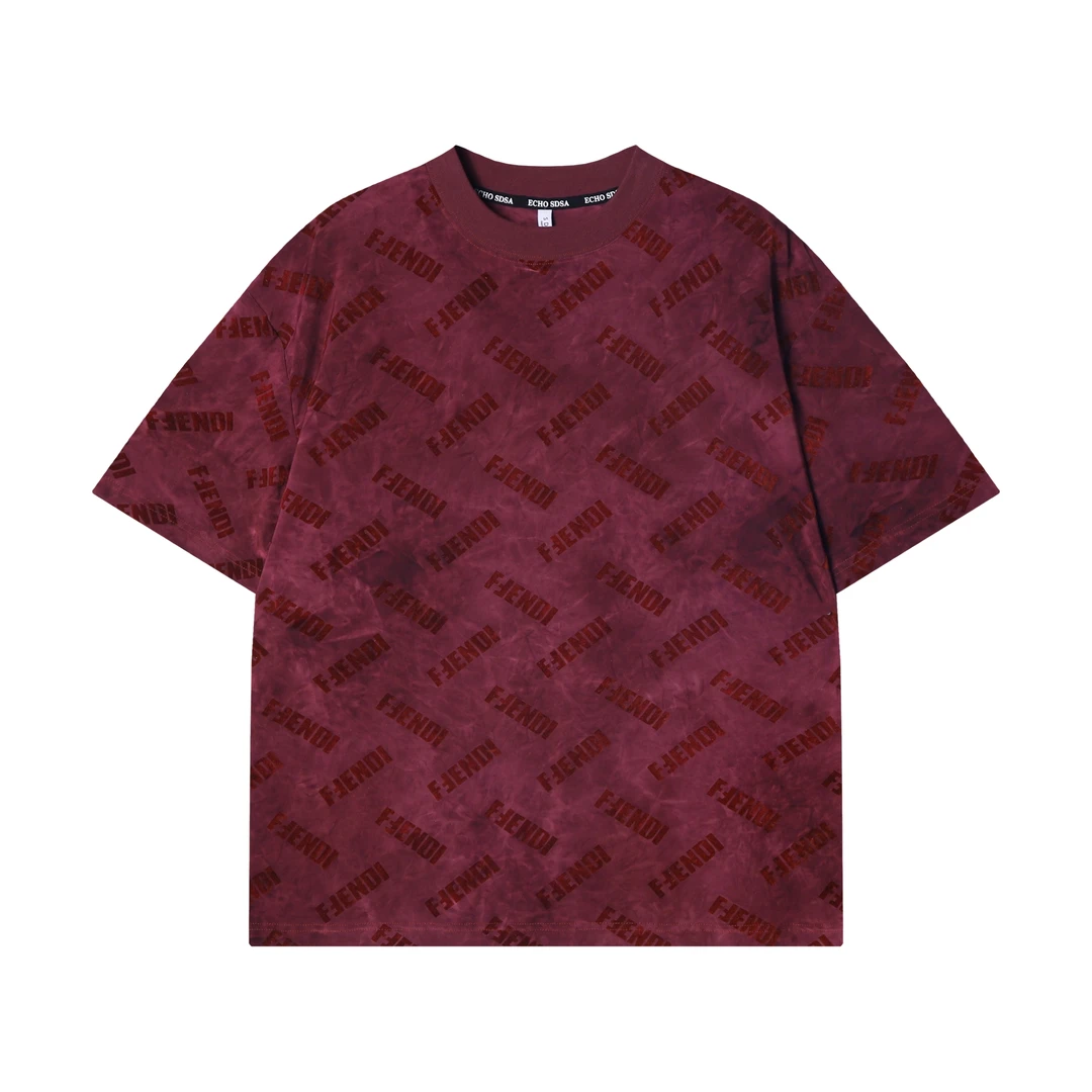 T2639夏季高级感新款扎染绒面印花字母圆领短袖T恤宽松潮流上衣