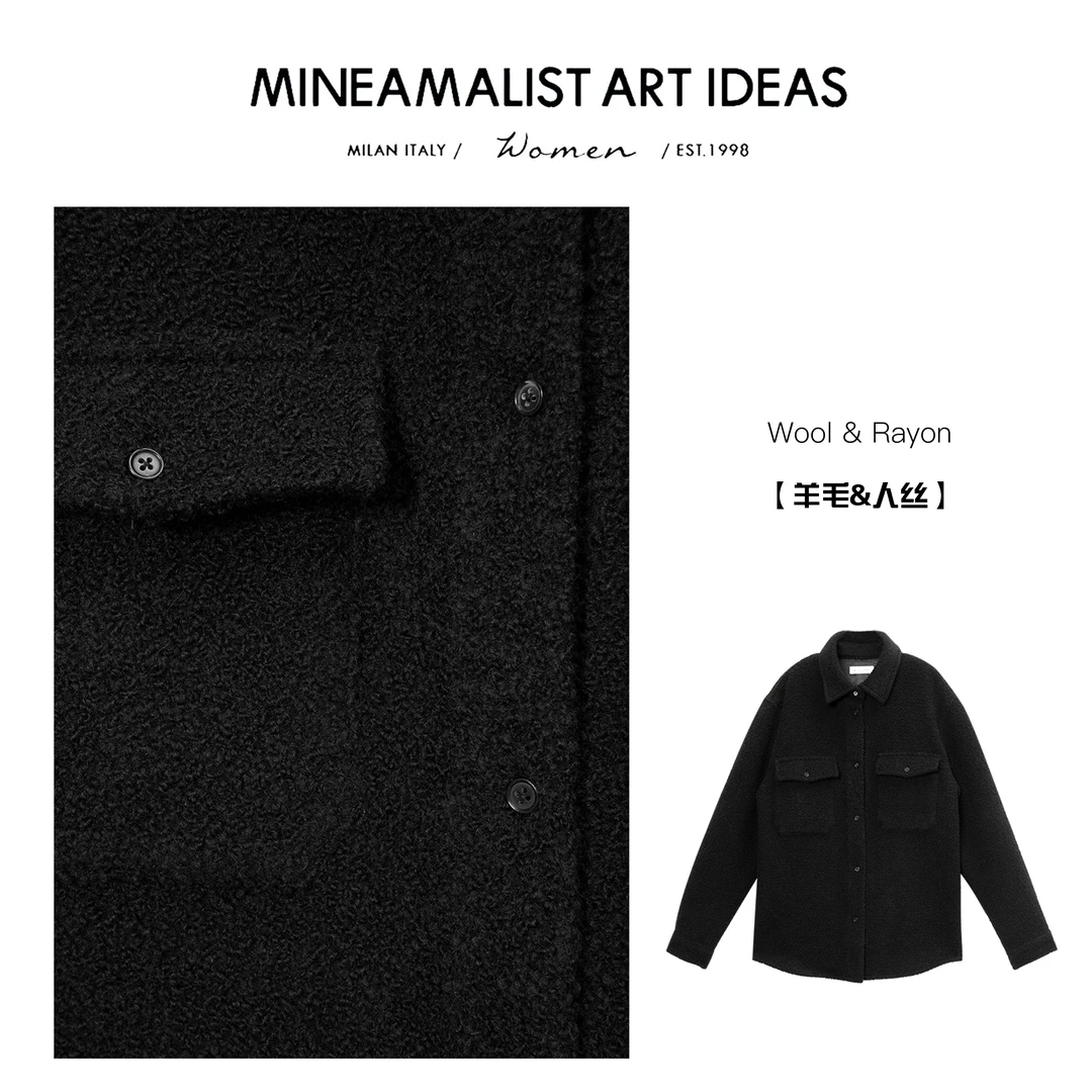 MINEAMALIST ART IDEAS黑色衬衫式夹克上衣外套ZY1243