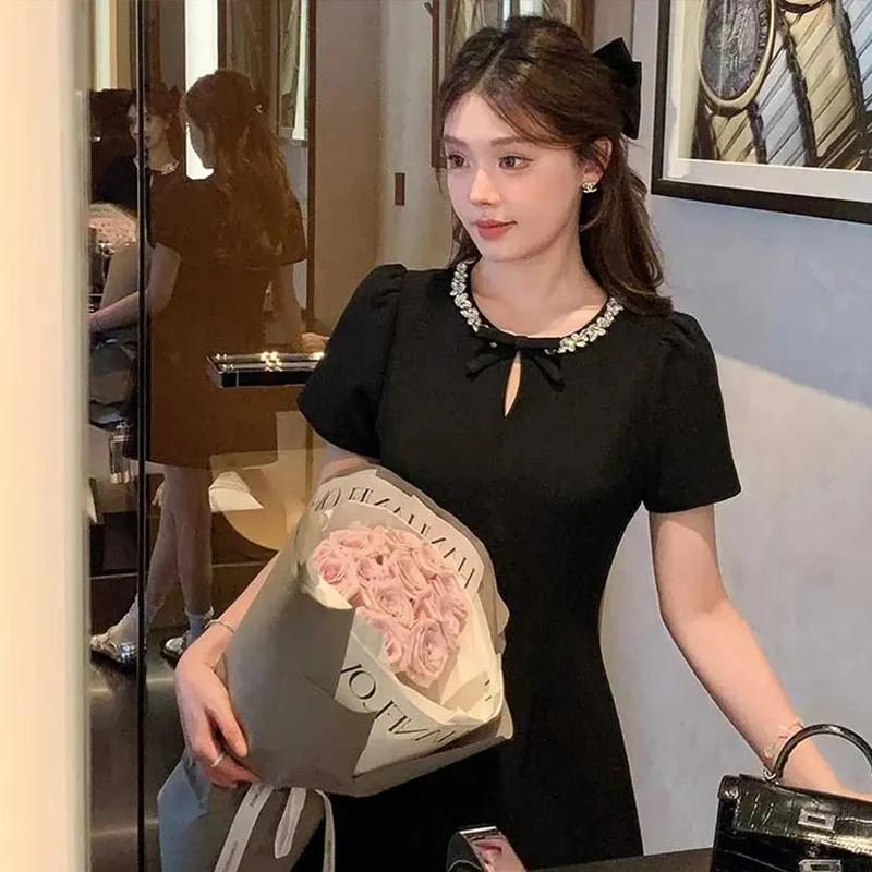 【文文】2025夏季新款法式修身短裙气质洋气连衣裙女D1455