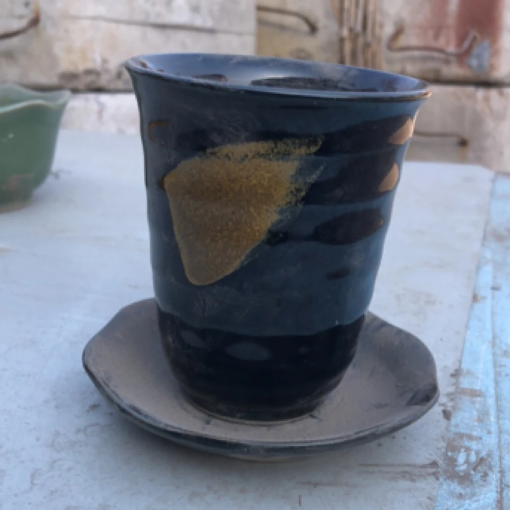 洒金风格手工陶瓷茶杯个人品茗杯咖啡杯