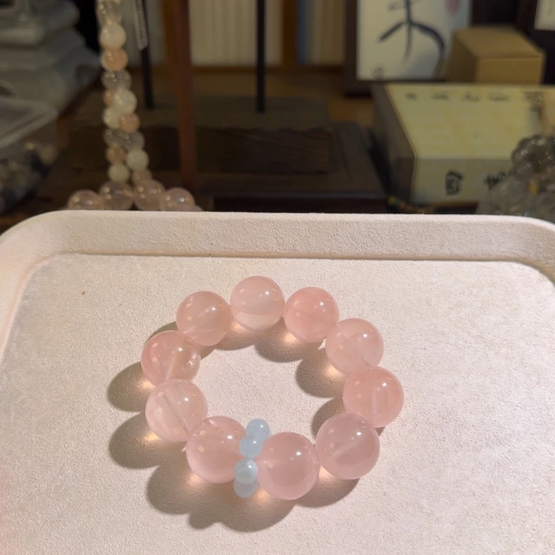 蟹***堡烟晶手链未镶嵌20卡粉水