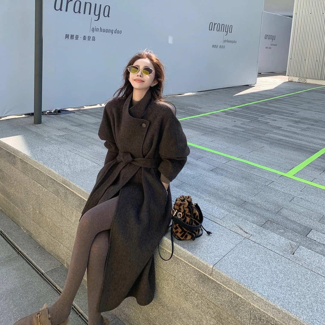 “柏林大衣"7羊绒93羊毛 深秋至简轻奢腰带款廓形双面呢