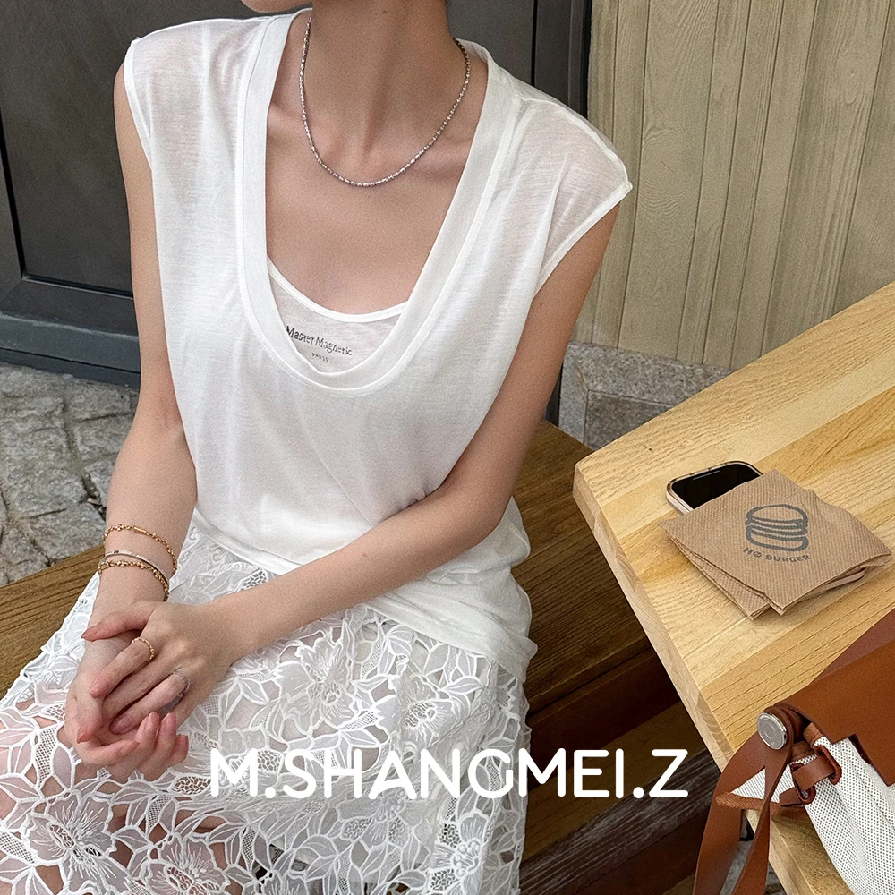 M.SHANGMEI.Z/沐熙【1+1＞2】美大哥顺滑质感背心吊带两件套X042419