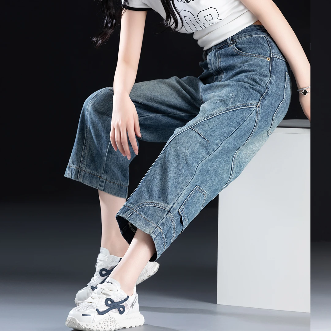 八分牛仔裤女款夏季爆款2025新款薄款直筒设计感九分裤子宽松休闲