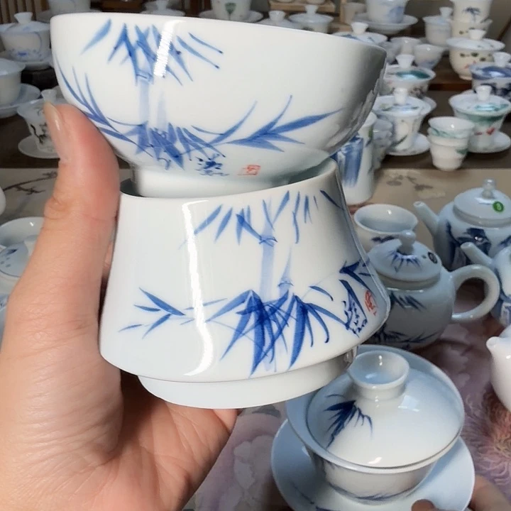 微瑕老物件影青系列一体全瓷茶漏