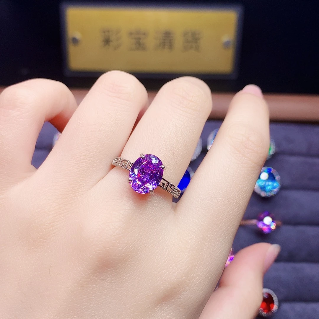 紫色碧玺戒指银S925镶嵌